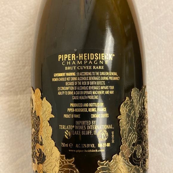 PIPER HEIDSIECK Rare CHAMPAGNE BRUT EMPTY BOTTLE 2002 Gold pattern - Picture 2 of 3